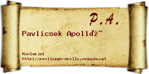 Pavlicsek Apolló névjegykártya
